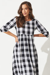 Black & White Gingham Midi Smock Dress by Zara